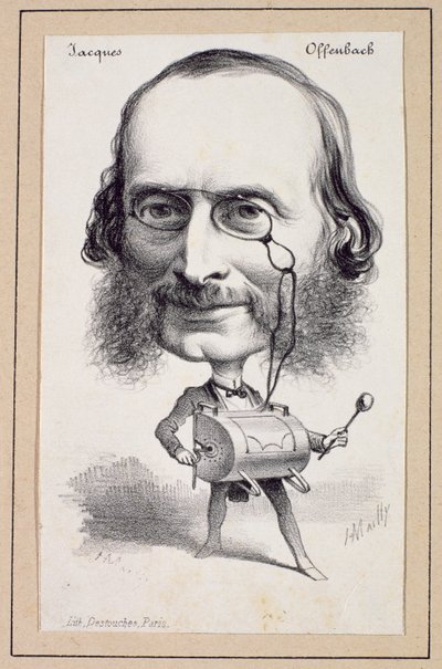 Retrato de Jacques Offenbach (1819-80) gravado por Paul Emile Destouches (1794-1874) de Hippolyte Mailly